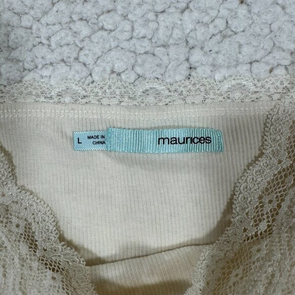 Maurices Womens Lace Preppy Cami Tank Top Large White Casual Base Layer Capsule - Picture 4 of 7
